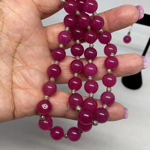 Stunning magenta Jadite and sterling set